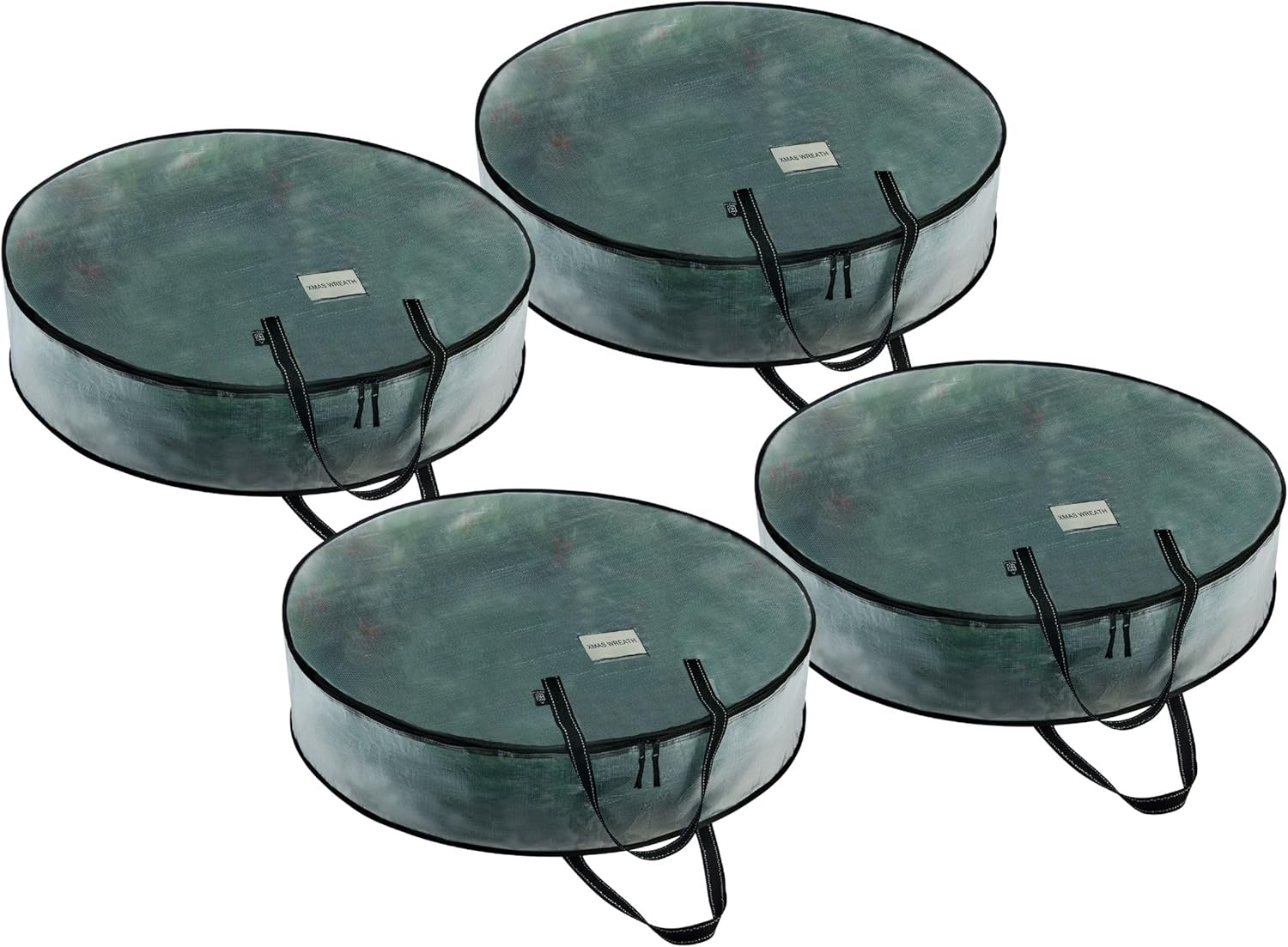 VENO Wreath Storage Container - Heavy Duty 30 Inch Clear Bag with Wall Hanging Handles | 4 Pack
