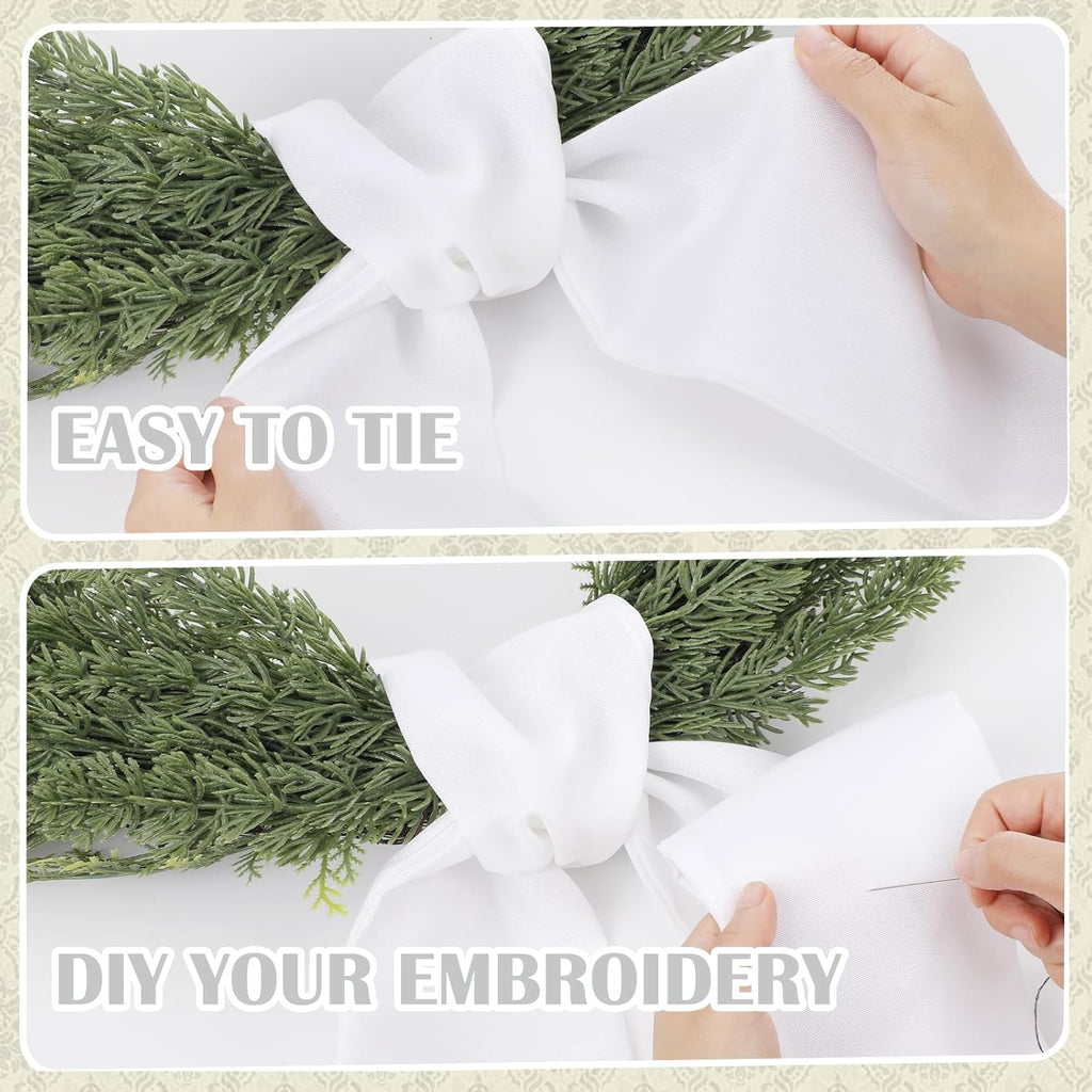 White Wreath Sash - 2 Pcs 60 Inch Plain Sashes for Wreaths & Garland | Indoor/Outdoor Decor