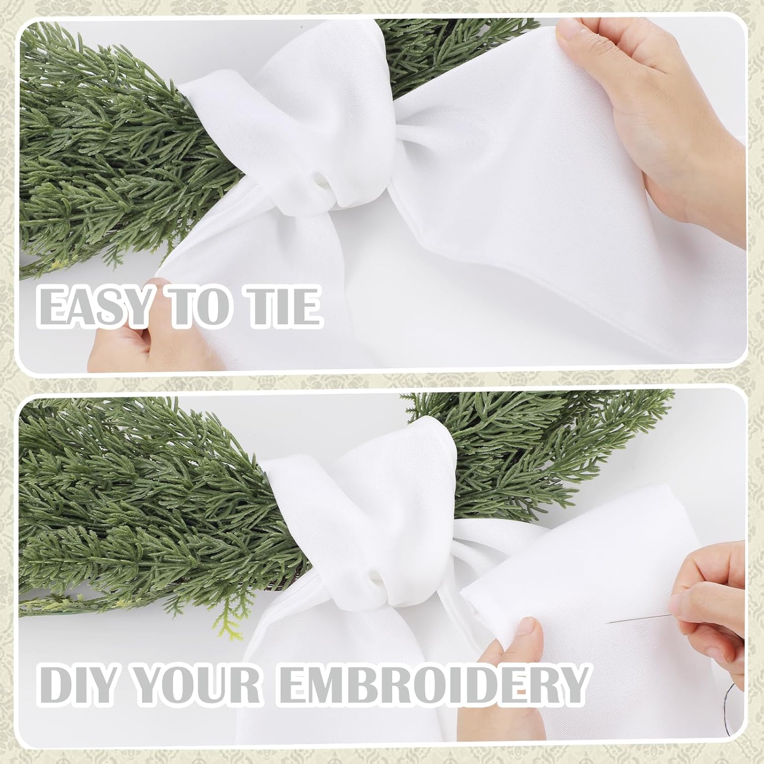 White Wreath Sash - 2 Pcs 60 Inch Plain Sashes for Wreaths & Garland | Indoor/Outdoor Decor