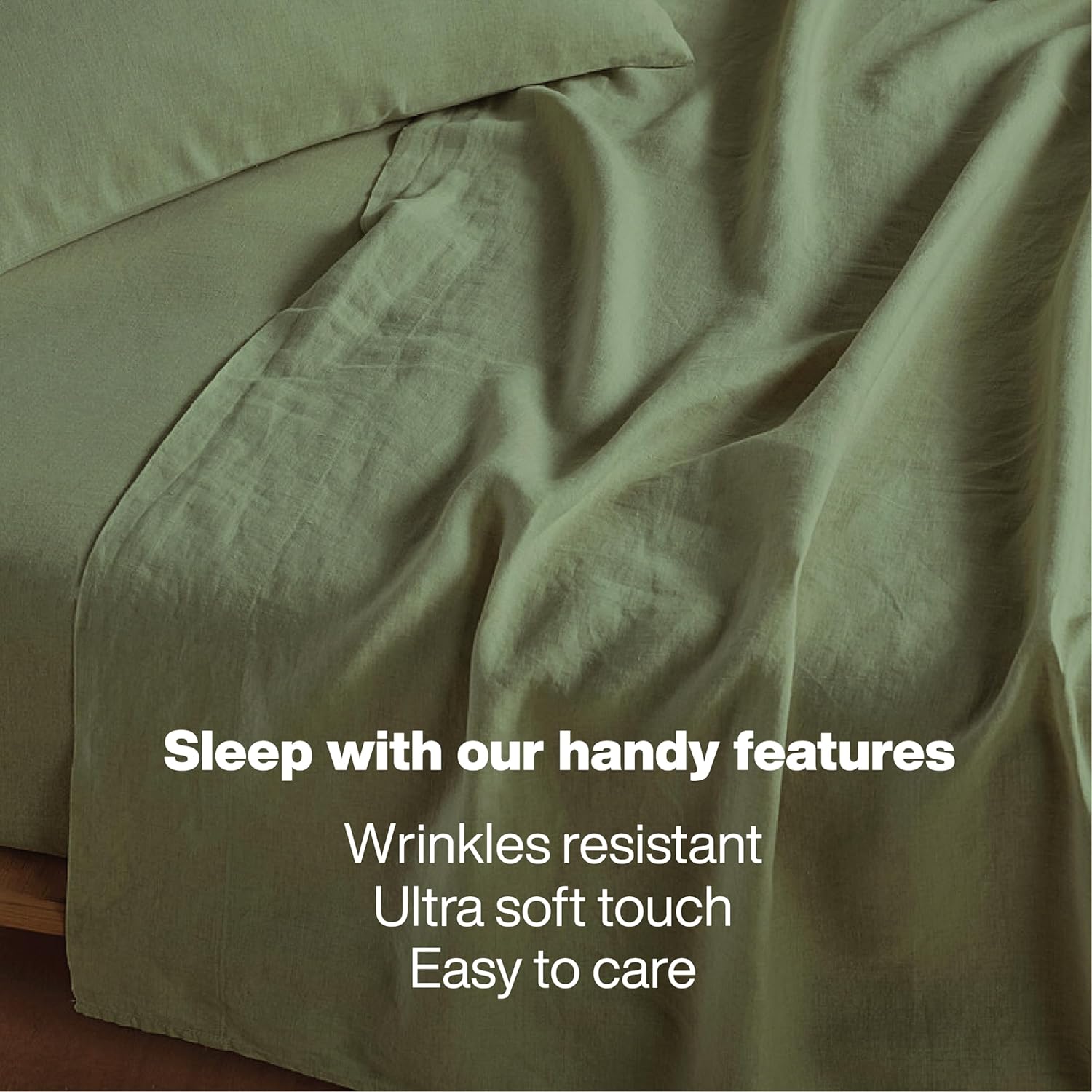 QUEENSBAY Queen Sheets Set - 4-Piece Super Soft Microfiber Bedding | 16-Inch Deep Pocket, Cooling, Wrinkle-Free, Sage Green