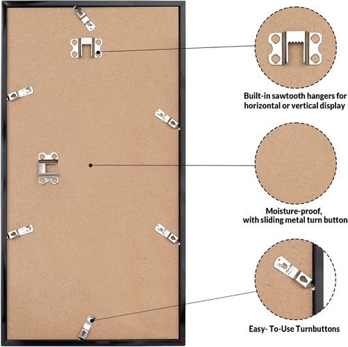 LaVie Home 11x22 Black Picture Frame - HD Plexiglass Wall Display for Vertical or Horizontal Use
