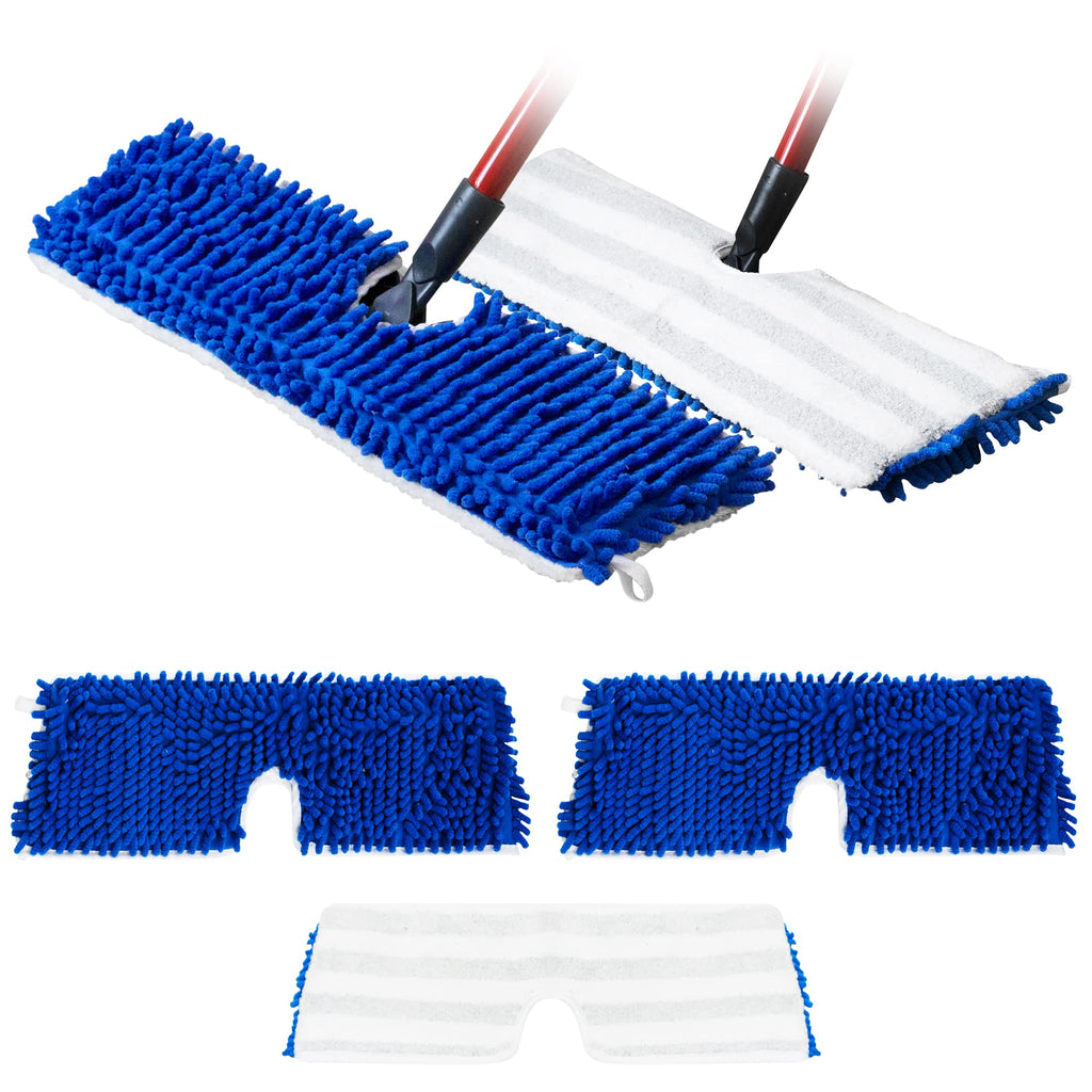 Houseables Dust Mop Replacement Head, Floor Mop Pads, Reusable Microfiber Flip Pads, Refill, Dust Head Replacement, Covers Washable, Refills, Flat, Dry, Wet, Rectangular, Double Sided, 18 Inch, 3 PK