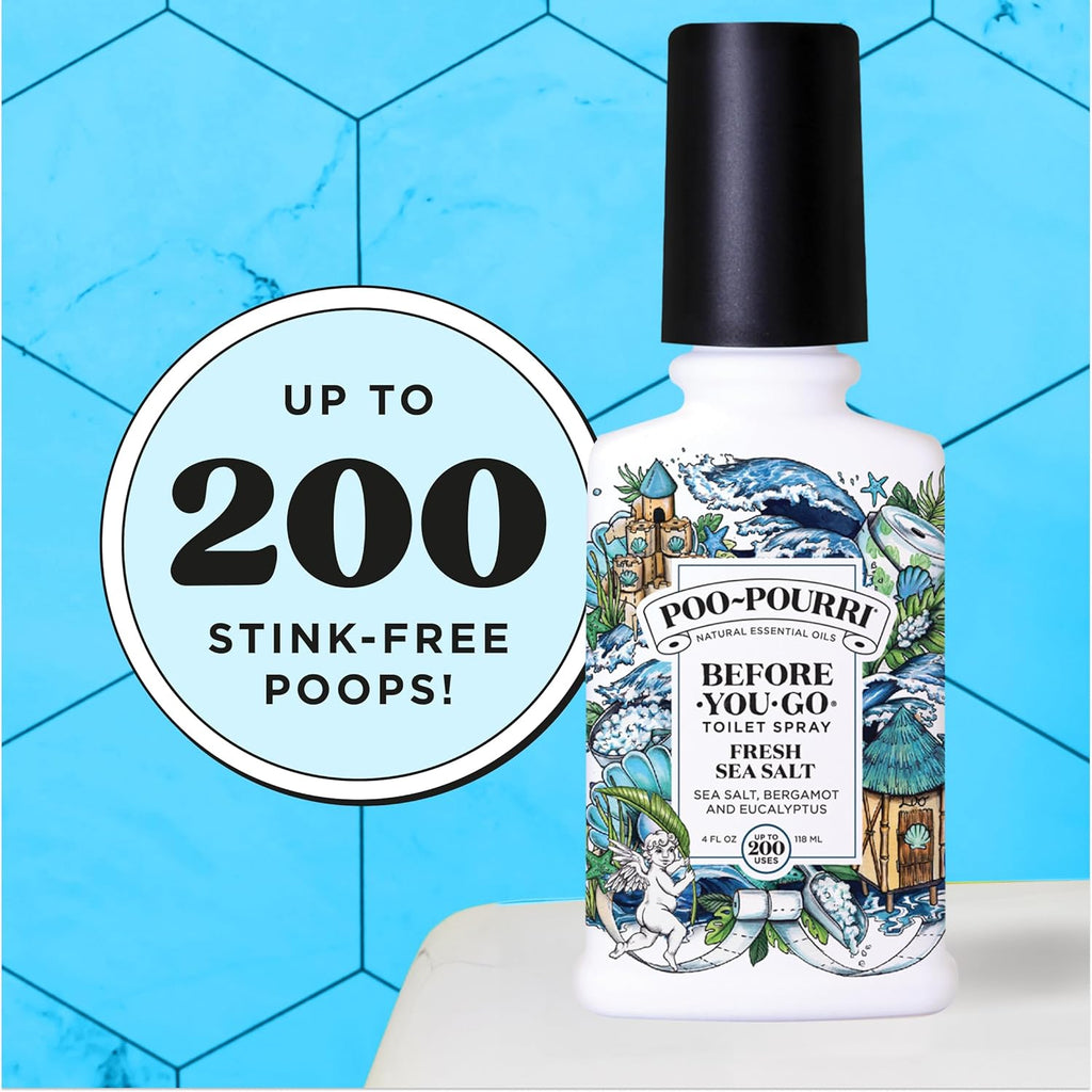 Poo-Pourri Before-You-Go Toilet Spray - Fresh Sea Salt Scent | 4 Fl Oz, Plant-Based Deodorizer (Pack of 2)