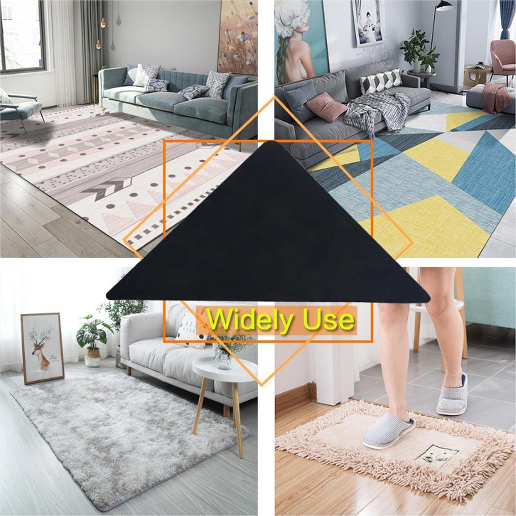 Skiennix Rug Corner Grippers - 12 Pcs Double-Sided Carpet Stickers for No-Damage Anti-Slip Flooring