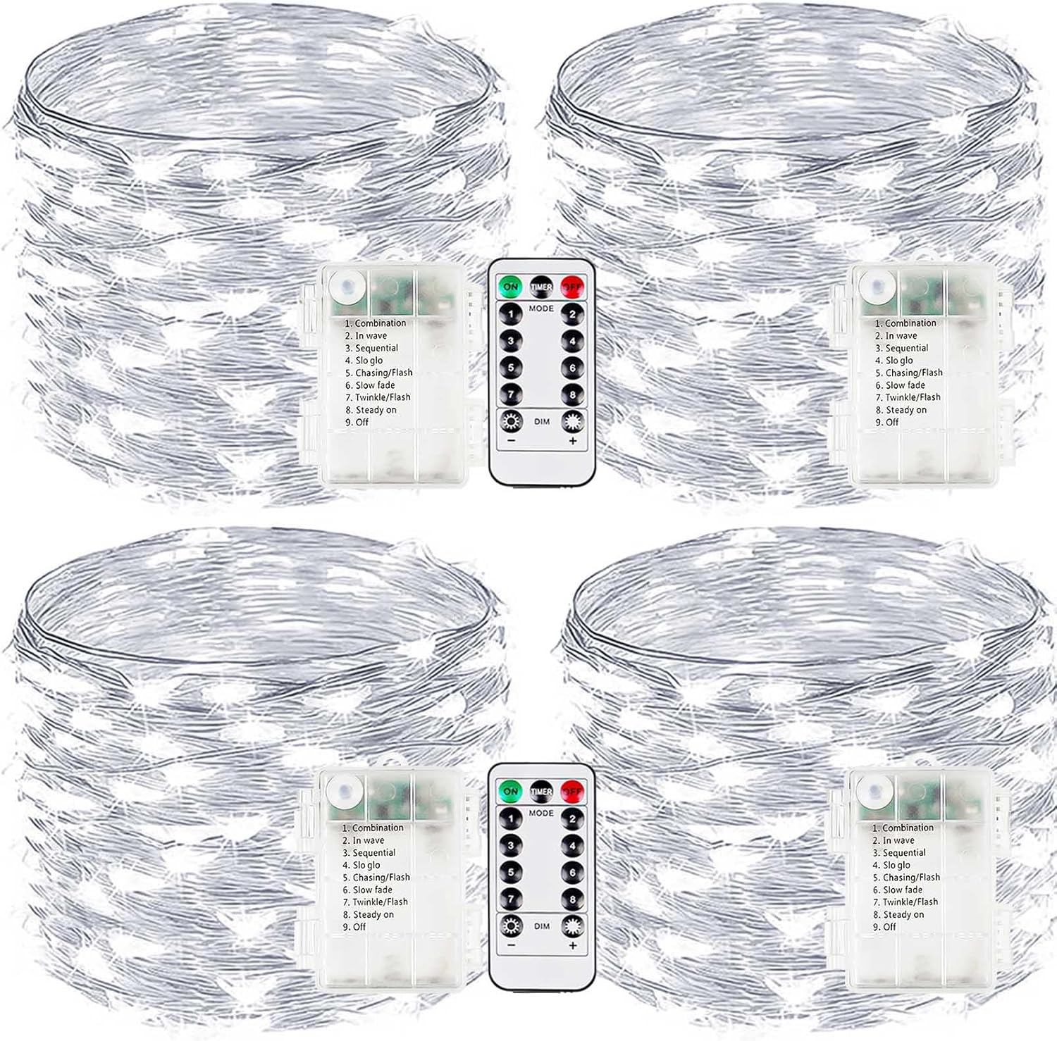Skiennix 100 LED Fairy Lights - Waterproof 33FT Battery Operated String Lights with Remote & Timer | Cool White
