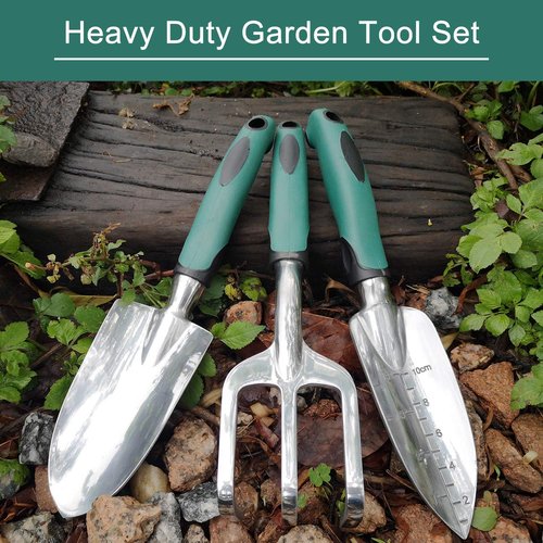 FANHAO Gardening Tools Set - 3 Piece Heavy Duty Cast Aluminum with Non-Slip Handles | Durable Garden Gifts for All