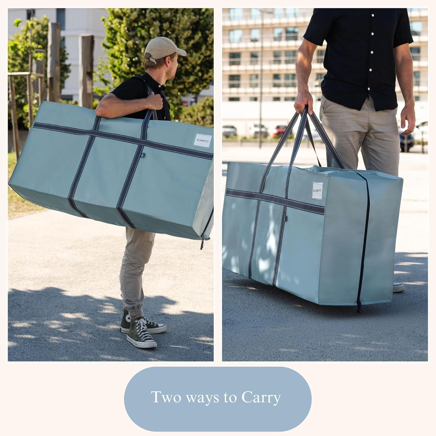 VENO Extra Large Moving Bags - Heavy Duty Storage Solution | 2 Pack Light Blue Matte for College & Holiday Use