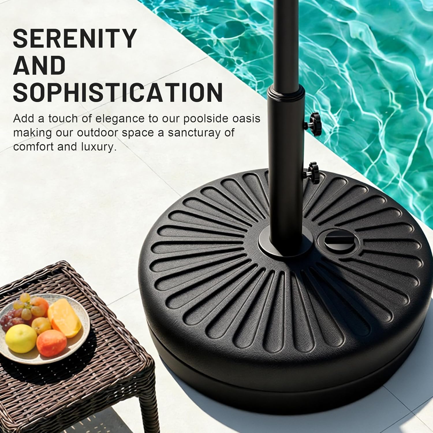 AreShark Patio Umbrella Stand - 81.5lb Max Capacity Water-Filled Base | Heavy Duty Black Design