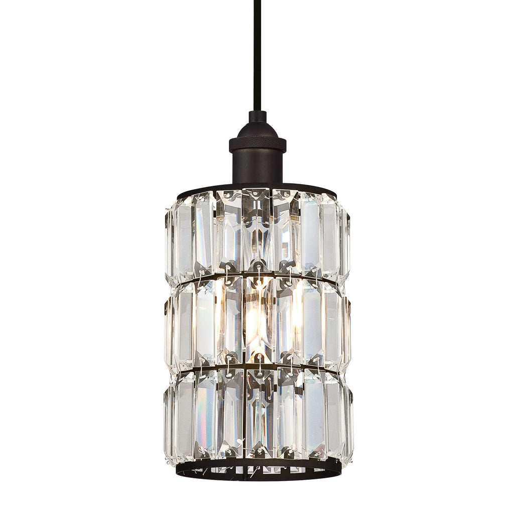 Westinghouse 6338400 Sophie One-Light Indoor Mini Pendant, Oil Rubbed Bronze Finish with Crystal Prism Glass, White