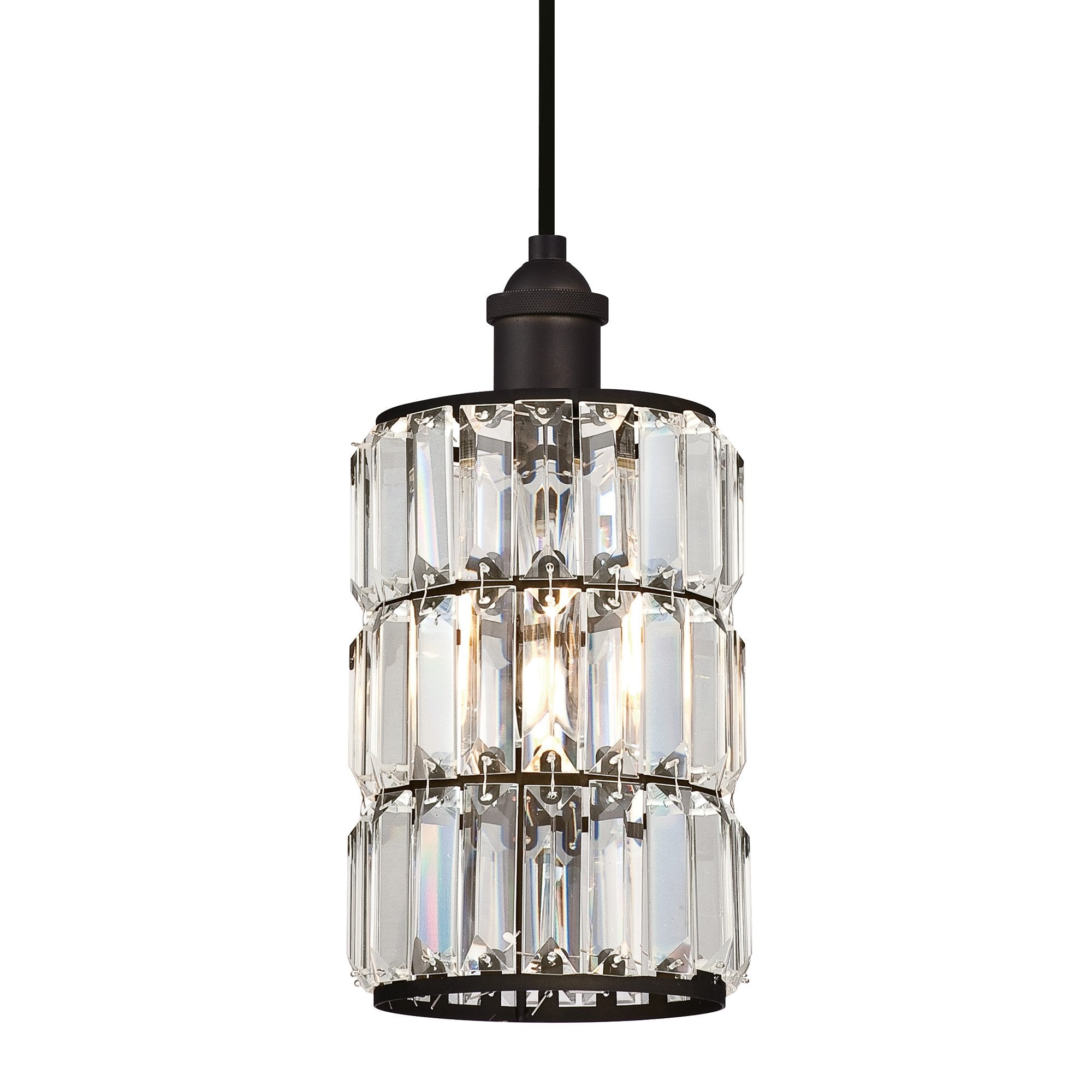 Westinghouse 6338400 Sophie One-Light Indoor Mini Pendant, Oil Rubbed Bronze Finish with Crystal Prism Glass, White