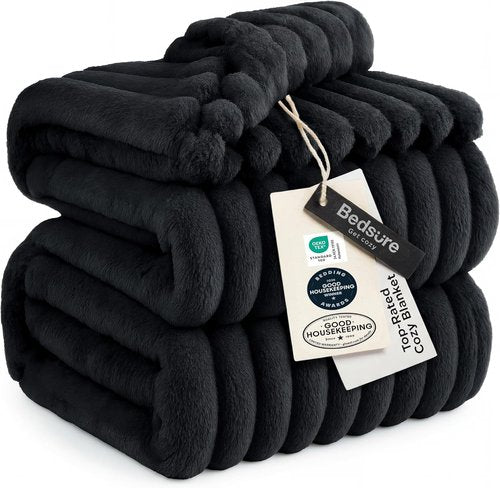 Bedsure GentleSoft Black California King Blanket - Cozy, Soft Throw for Bed, 102x96 Inches