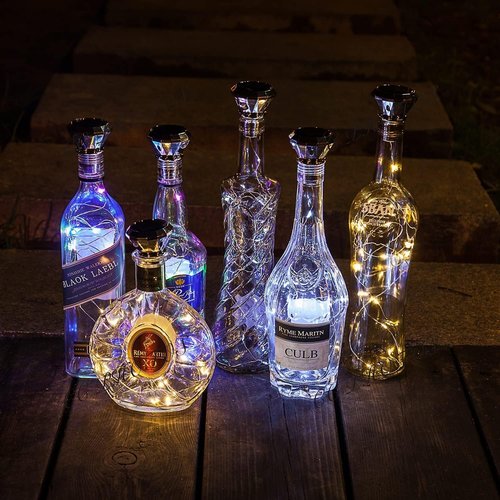Upgraded 12 Pack Diamond Solar Wine Bottle Lights, 20 LEDs Waterproof Copper Light, Bottle Light Fairy Cork String Lights for Yard Patio Decor, DIY Birthday Gift for Mom Grandma Friend(Cool White)