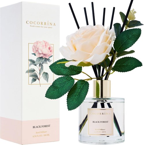 Cocorrina Reed Diffuser Set - Black Forest Scented Diffuser with Sticks | 6.7 oz Home Fragrance for Large Rooms