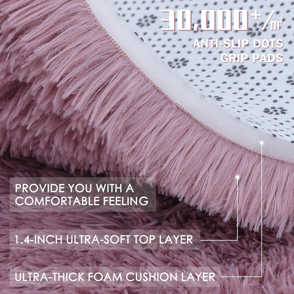 OLANLY Large Area Rug - Soft Fluffy Shaggy Carpet for Living Room & Bedroom | 9x12 Blush Decor