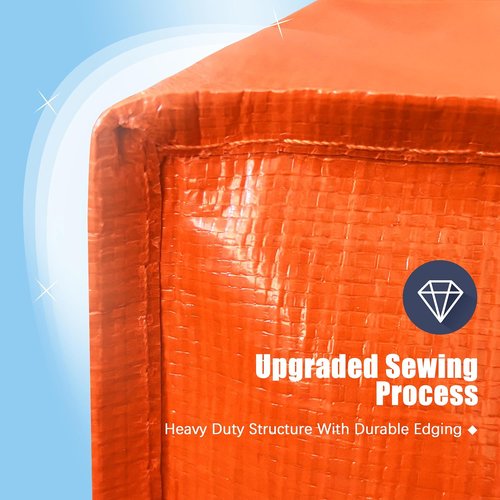 HOMESURE Large Water-Resistant Moving Bags - 12 Pack Heavy-Duty Storage Totes with Zippers & Handles | Space-Saving Design (Orange)