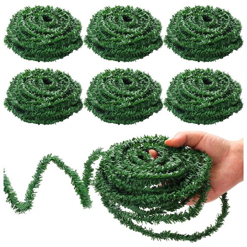 108Ft Christmas Artificial Miniature Pine Garlands, Realistic Mini Pine Greenery Roping Garland for Christmas Crafts Indoor Outdoor Decoration(18Ft x 6 Rolls)