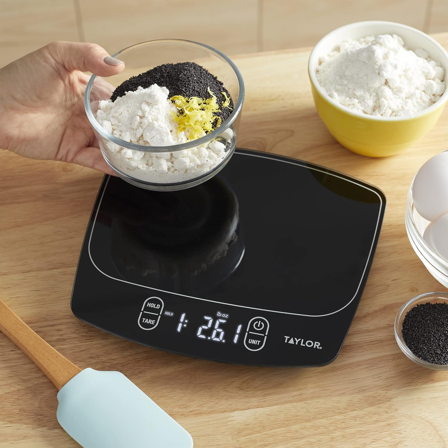 Taylor Waterproof Digital Kitchen Scale - 11 Pounds Capacity | Sleek Black Design
