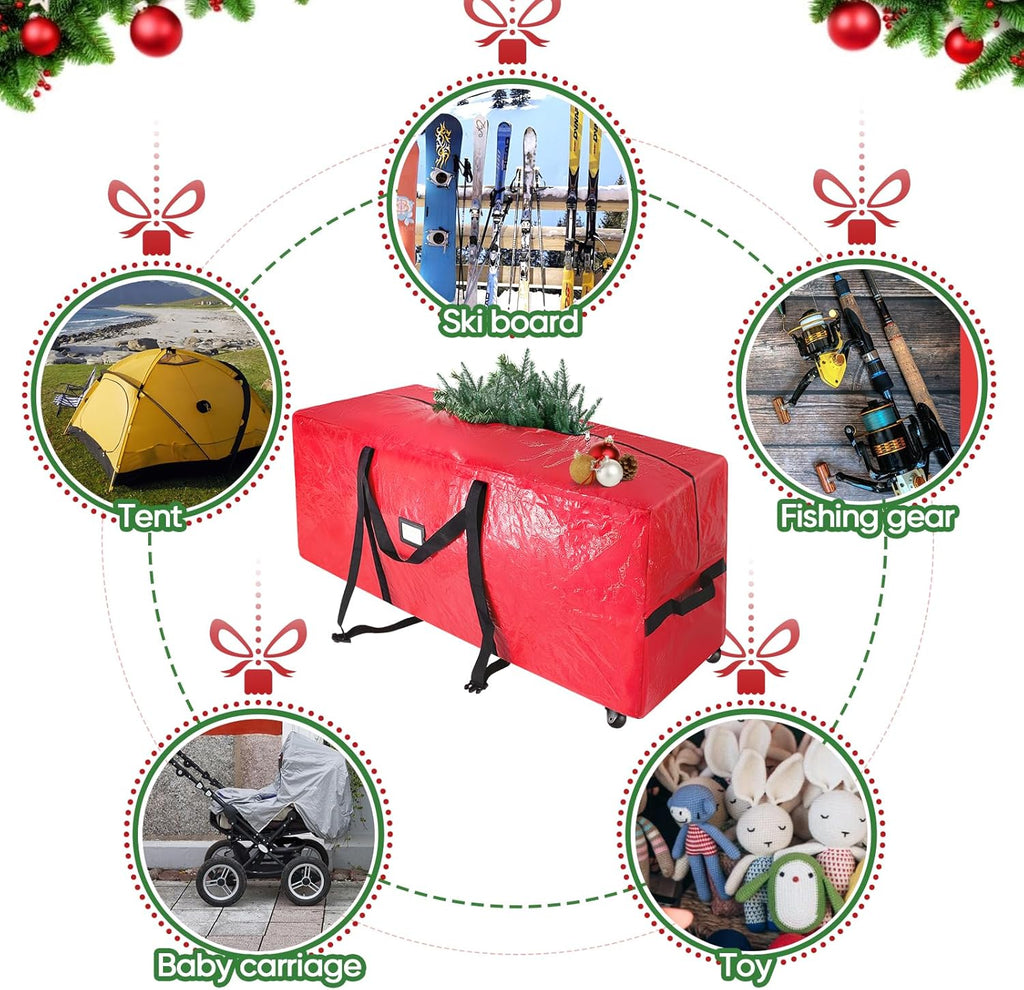 BALEINE Rolling Christmas Tree Storage Bag - 7.5 ft Heavy Duty with 2 Swivel Wheels & Reinforced Handles | Green