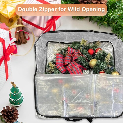Clear Plastic Wreath Storage Bag by [Brand Name] - 26” Holiday Wreath Container with Sturdy Handles | 5 Pack