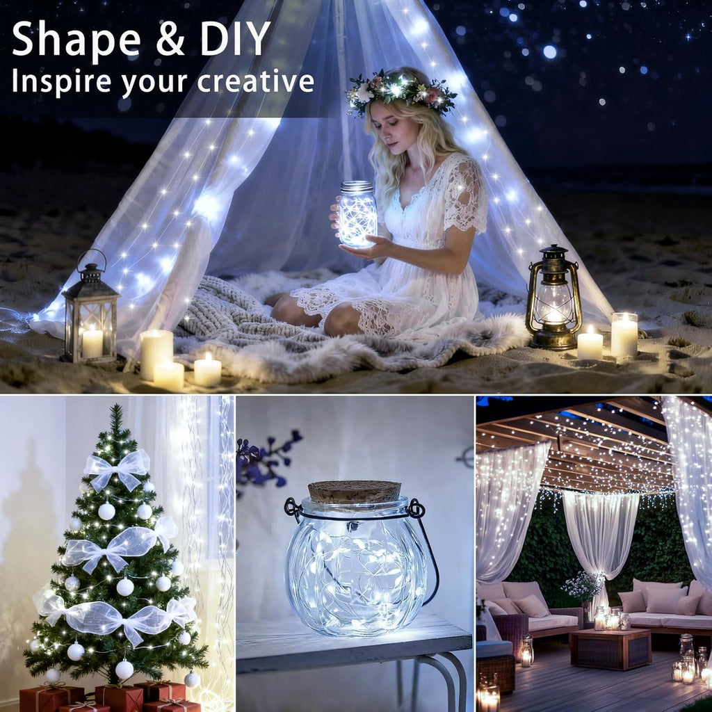 VOOKRY 30 LED Fairy Lights - 10 ft Battery Operated Mini Silver Wire for DIY Crafts & Weddings