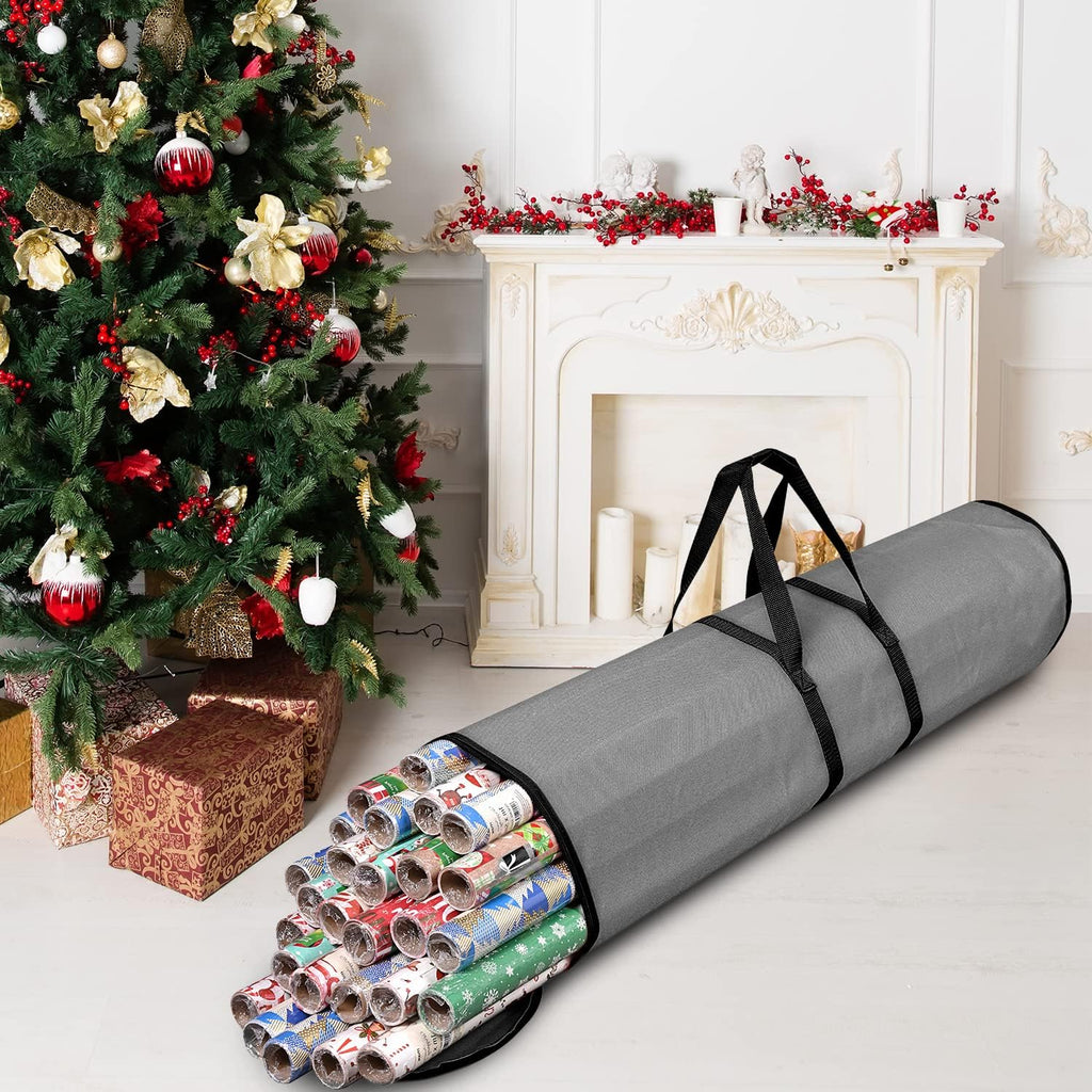 ProPik Gift Wrap Storage Bag - Heavy Duty Organizer for 48 Rolls | 40-Inch Long | Gray with Handles