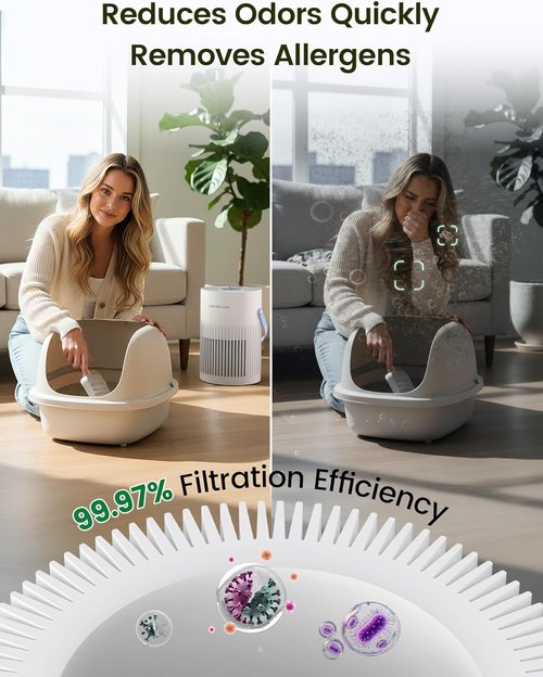 Jafända HEPA Air Purifier - Quiet Portable Air Cleaner for Home & Office | Ideal for Pet Dander, Dust & Odors (White)