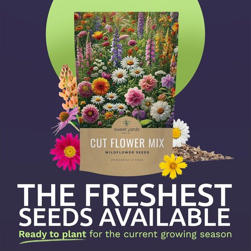 Cut Flower Garden Seeds - Non-GMO Wildflower Seeds Bulk 1/4 Pound Bag | Over 30,000 Colorful Annuals & Perennials