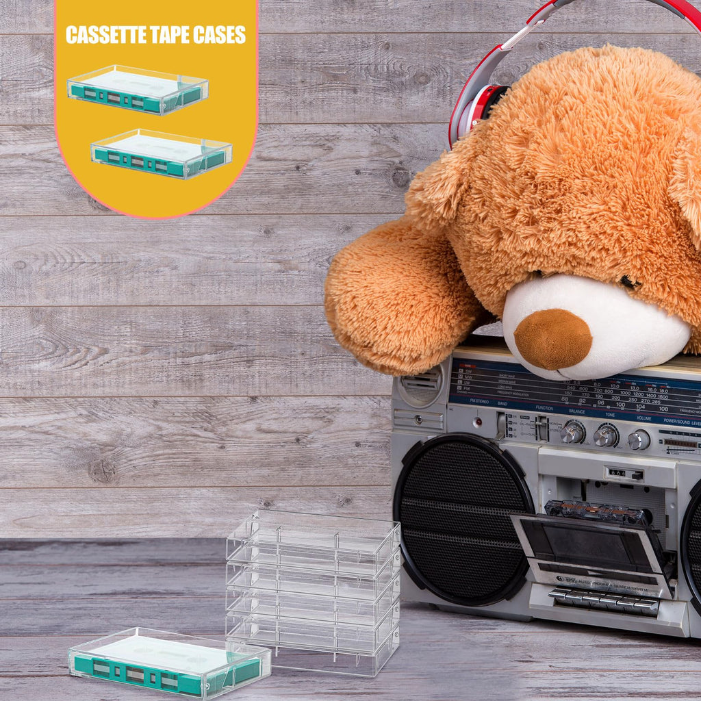 Wenqik 30 Pcs Audio Cassette Storage Cases Plastic Cassette Tape Cases Blank Voice Recording Cassette Tape Holder Clear Music Casette Box Organizer Audio Cassette Storage Products for Art Collection
