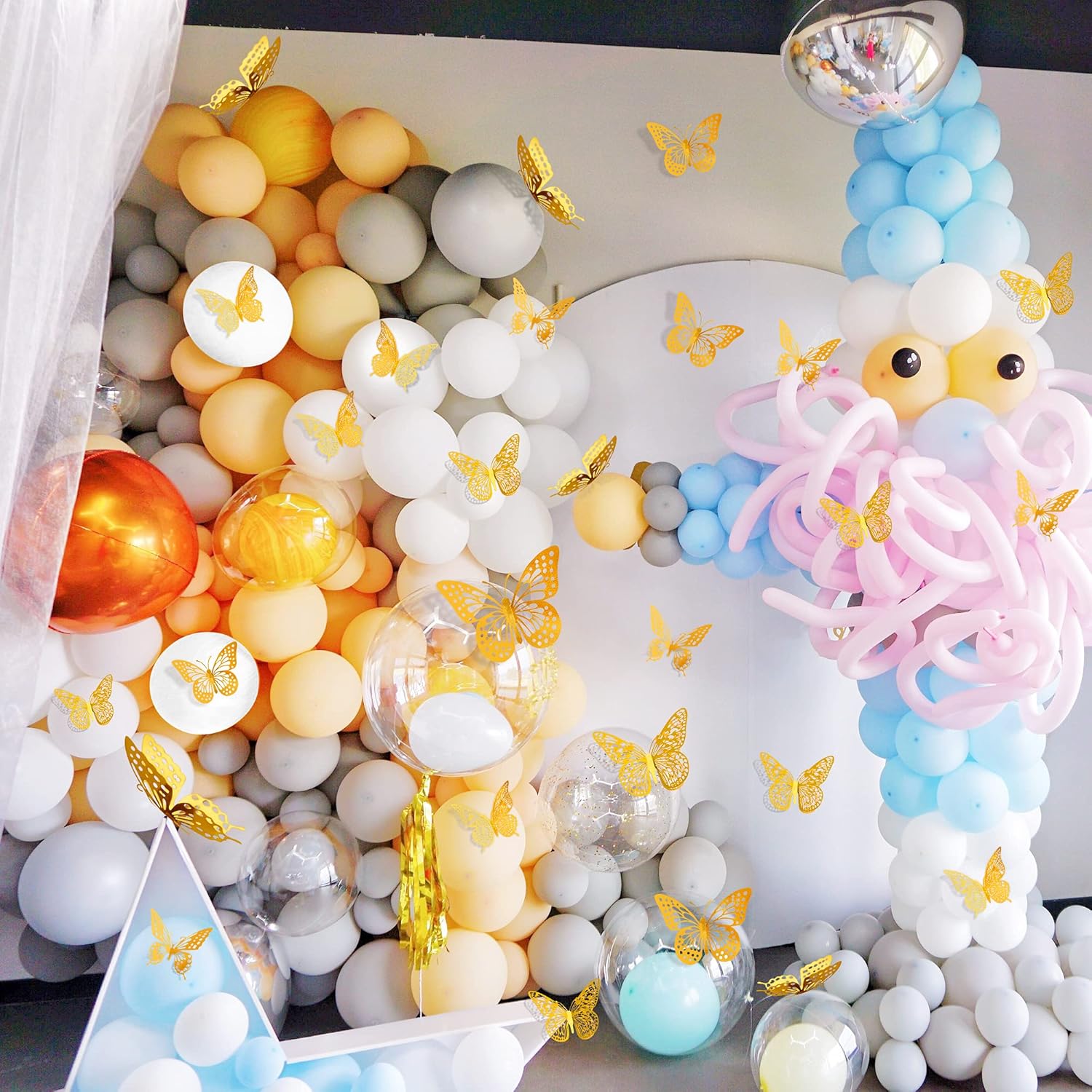 SAOROPEB 3D Butterfly Wall Decor - 48 Pcs in 4 Styles & 3 Sizes | Gold Removable Stickers for Parties