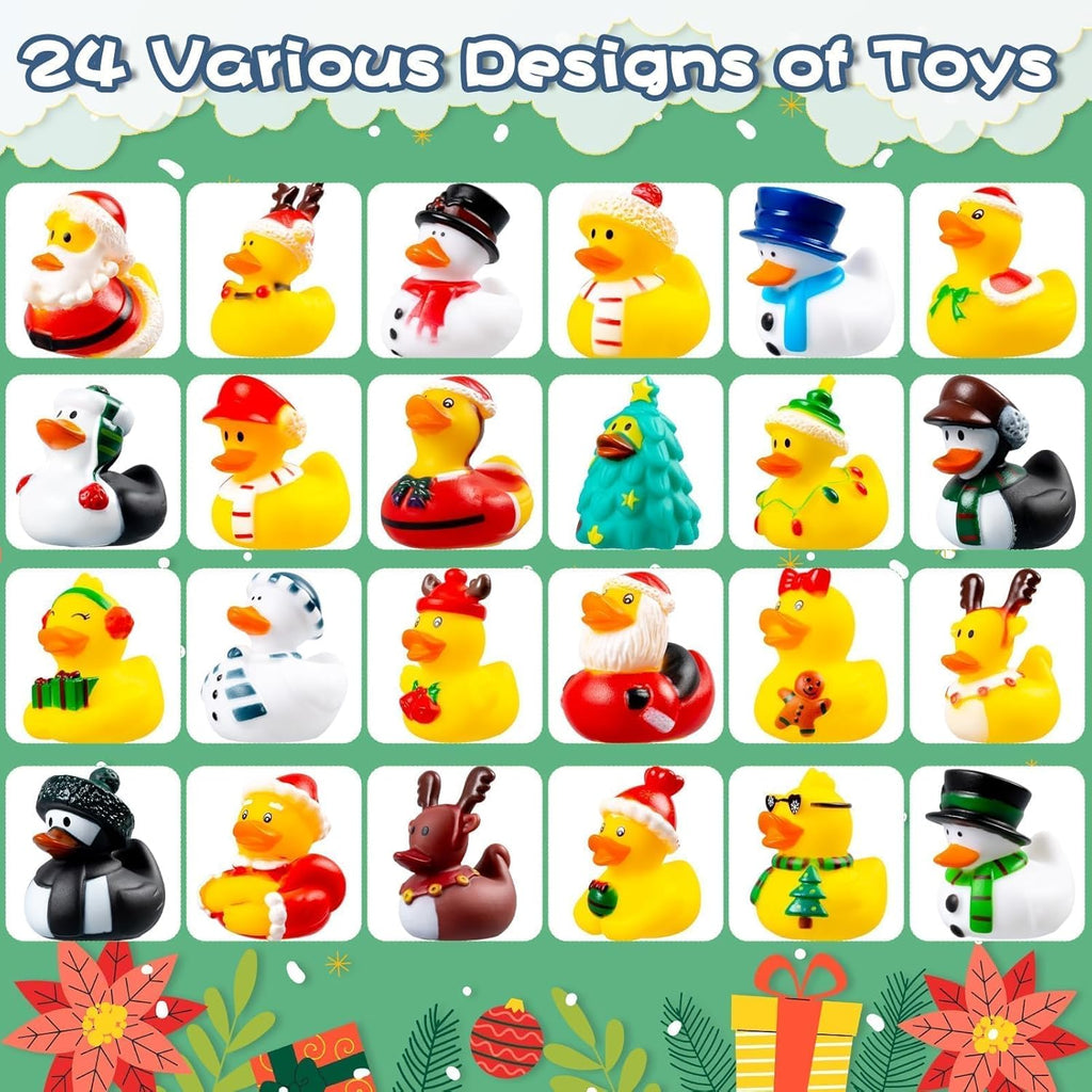 2025 Advent Calendar - Rubber Duck Countdown Toys | 24-Piece Christmas Set for Kids & Toddlers