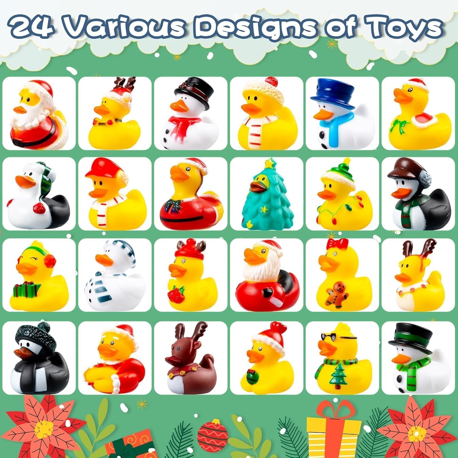 2025 Advent Calendar - Rubber Duck Countdown Toys | 24-Piece Christmas Set for Kids & Toddlers