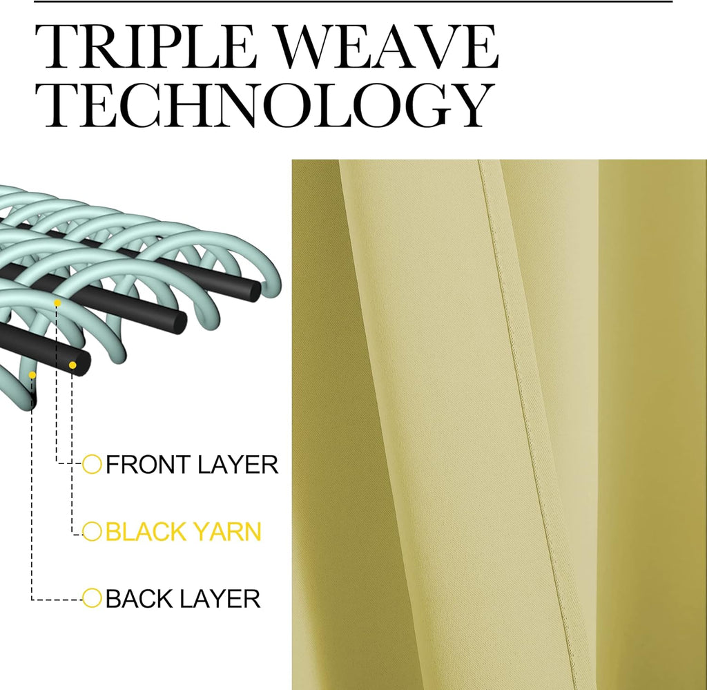 NICETOWN Blackout Curtains - Paler Yellow, 108" Long, 55" Wide | Sound Reducing Heat & Cold Block Panels for Modern Decor