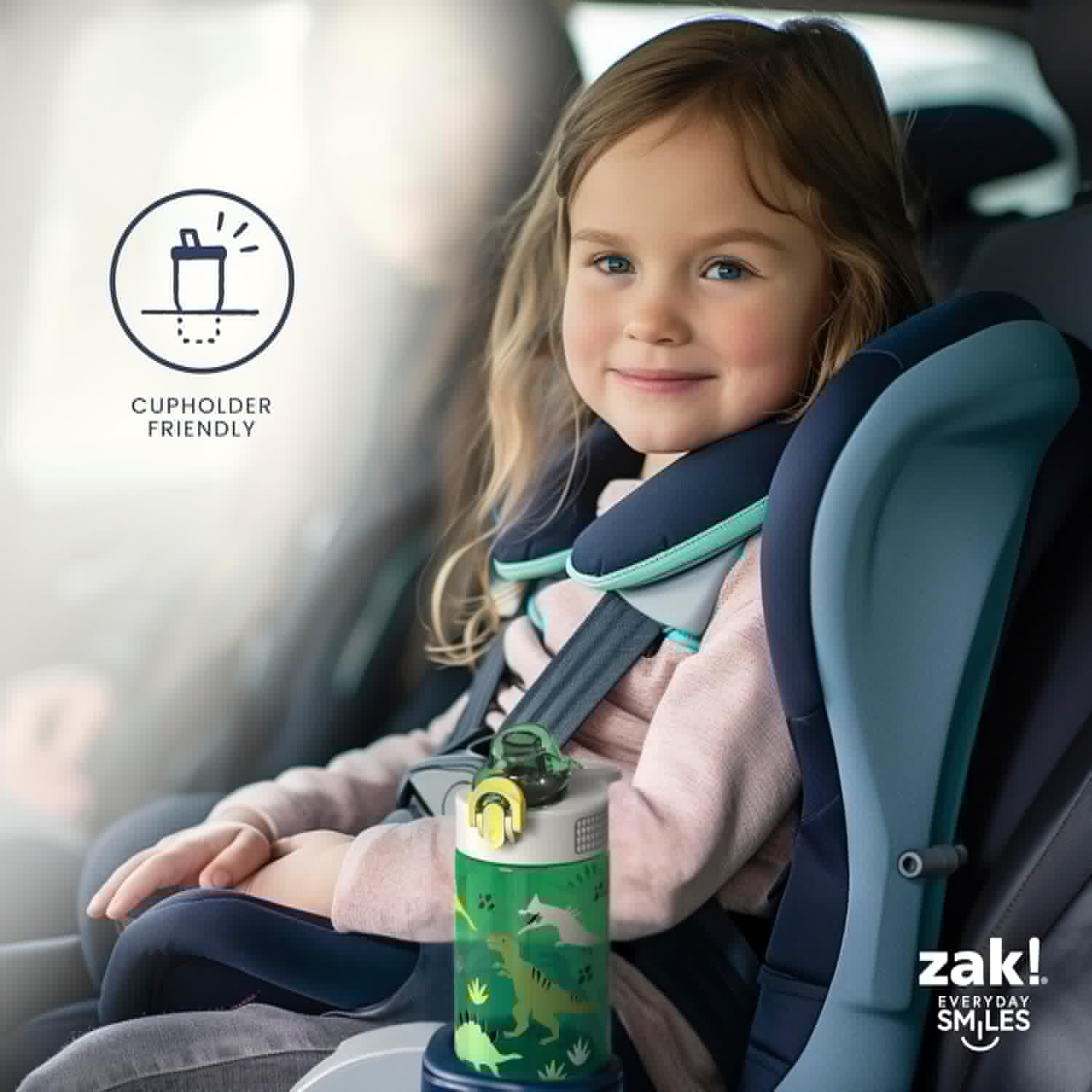 Zak Designs Bluey Sage Kids Water Bottle - 16oz Durable Plastic with Straw & Leak-Proof Cover | 2-Pack Set