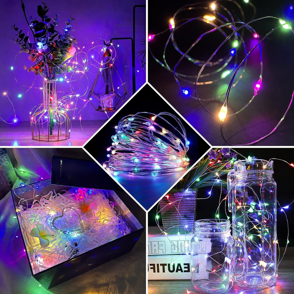 Skiennix 50 Pack Fairy Lights - 7Ft 20 LED Twinkle String Lights | Battery Operated & Waterproof for Mason Jar Decor, Parties & Weddings