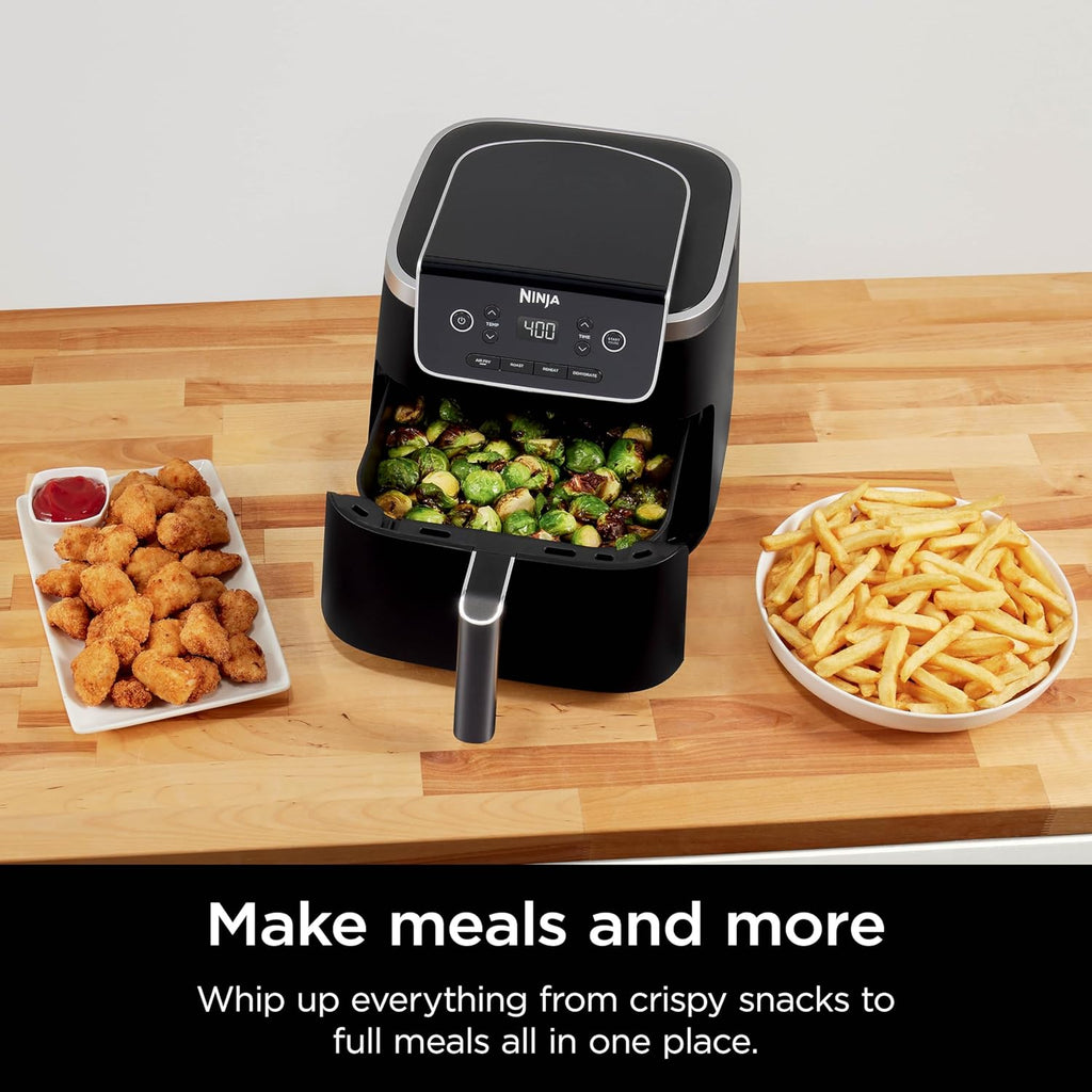 Ninja Air Fryer - 5 QT Capacity for Up to 4lbs of Fries | 4-in-1 Air Fry, Roast, Reheat, Dehydrate | 400°F Max Temp | Nonstick Basket & Crisper Plate | Grey | AF141