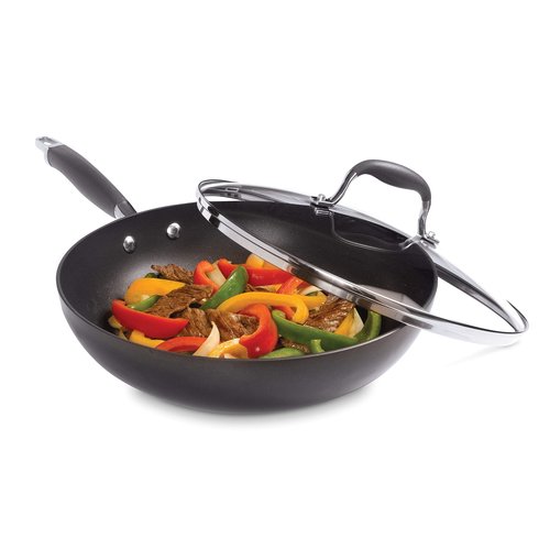 Anolon Advanced Hard Anodized Nonstick Frying Pan/ Fry Saute All Purpose Pan with Lid - 12 Inch, Gray