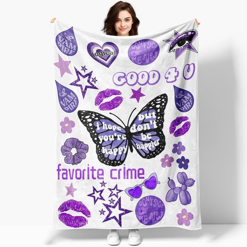 50'' x 40'' Music Olivia Singer Throw Blanket, Gifts for Boys Girls Fans Women, Soft Blankets All Seasons, Plush Cozy Lightweight Flannel Quilts for Bedroom Sofa Couch Living Room Decoration
