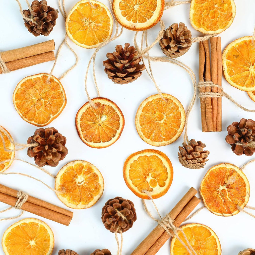 Natural Dried Orange Slices Christmas Ornaments Set by [Brand Name] - 31 Pcs with Cinnamon Sticks & Pinecones for Rustic Holiday Decor