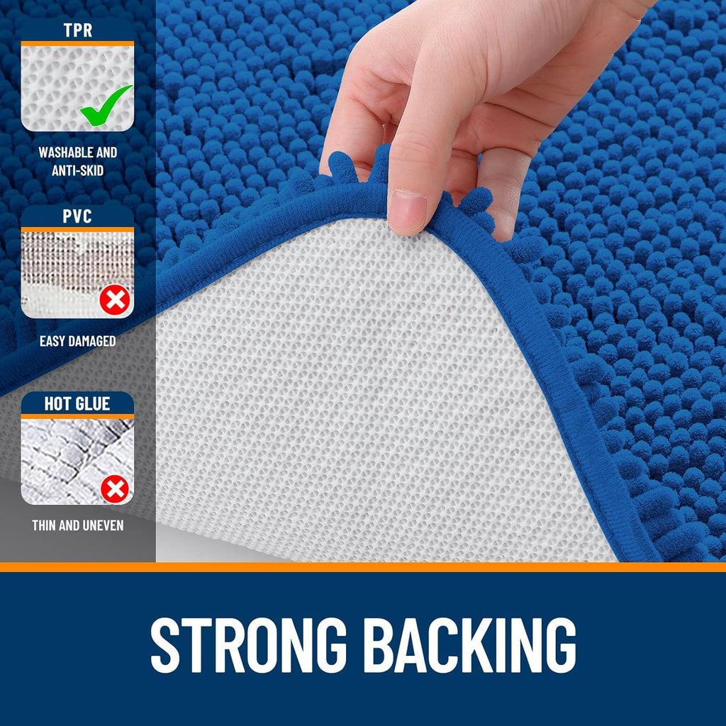 OLANLY Bathroom Rugs - Extra Soft Chenille Bath Mats | Quick Dry & Machine Washable, 30x20, Deep Navy Blue
