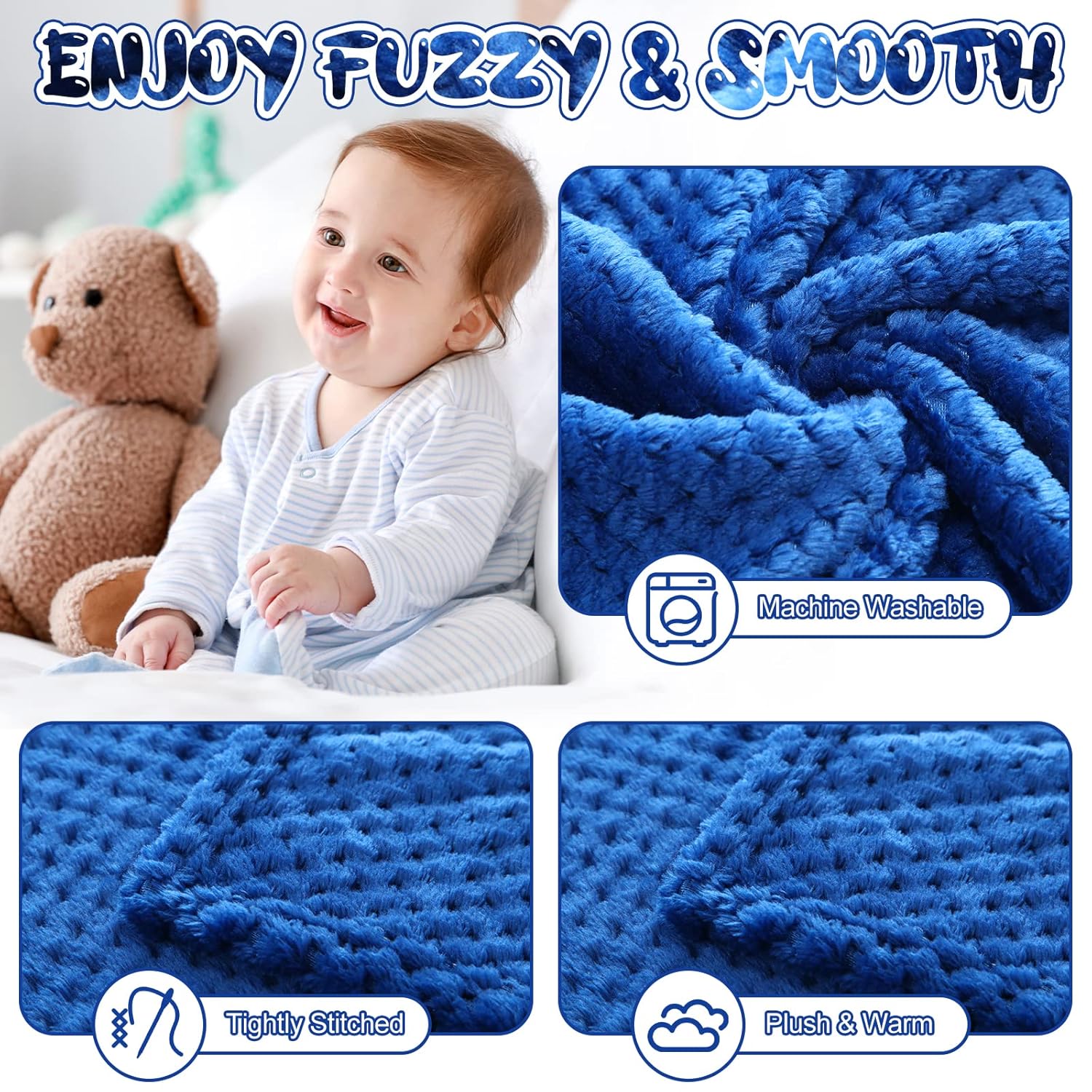 Peryiter Baby Fuzzy Blankets - Soft Toddler Throw Blankets for Crib & Stroller | 30 x 40 Inch, Vivid Colors