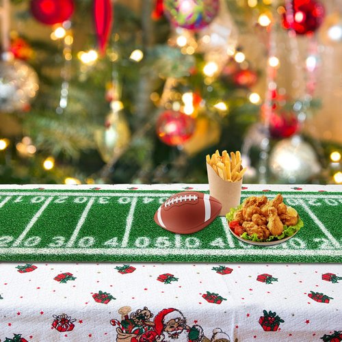 honeypet Football Table Runner 16 x 59 Inch Artificial Grass Tablecloth Touchdown Green Table Cover Rectangular for Birthday Football Themed Sport Game Day Decor Holiday Tablecloth Banner