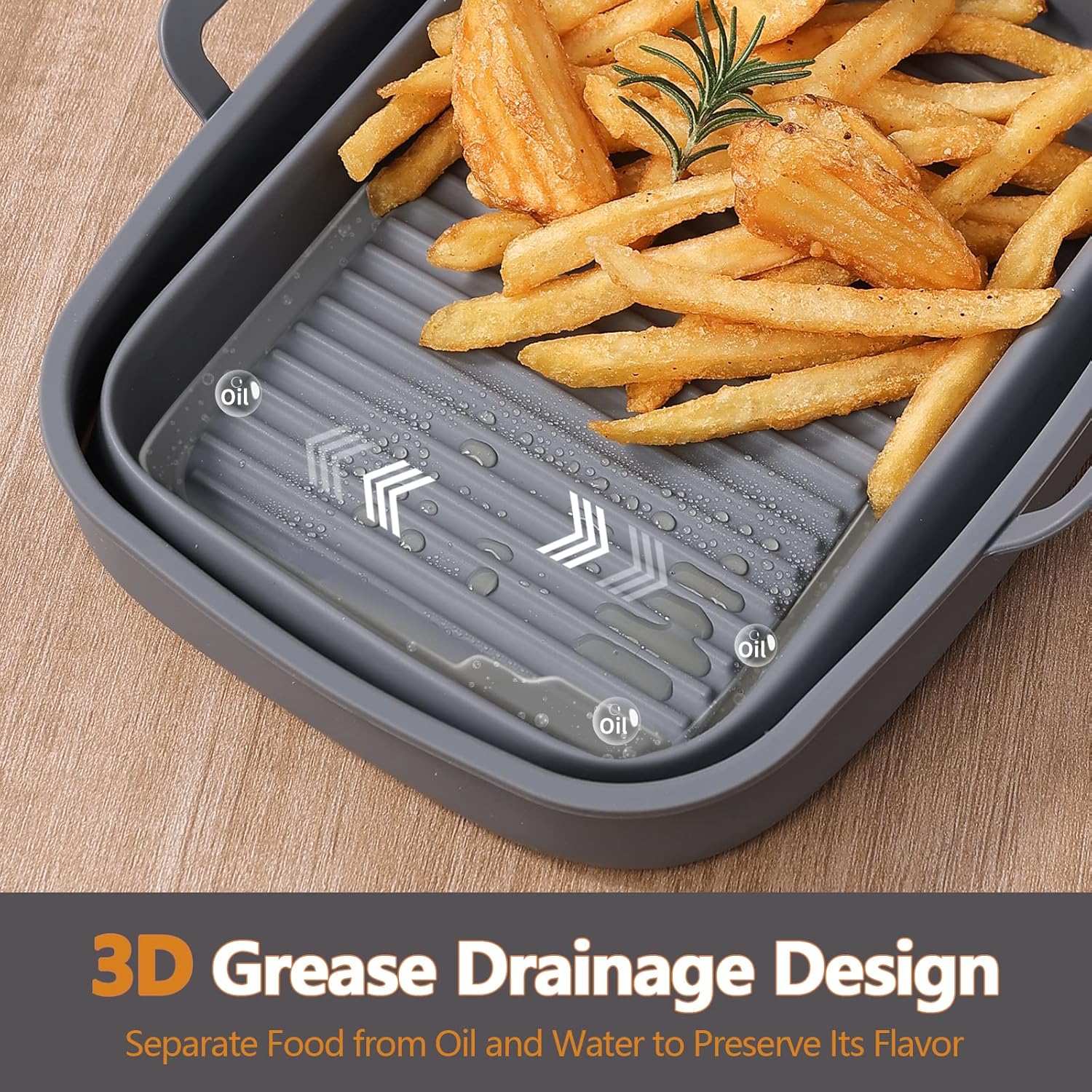 NINJA Air Fryer Silicone Liners - Reusable Collapsible 2-Pack for 8QT & 10QT Baskets | Gray