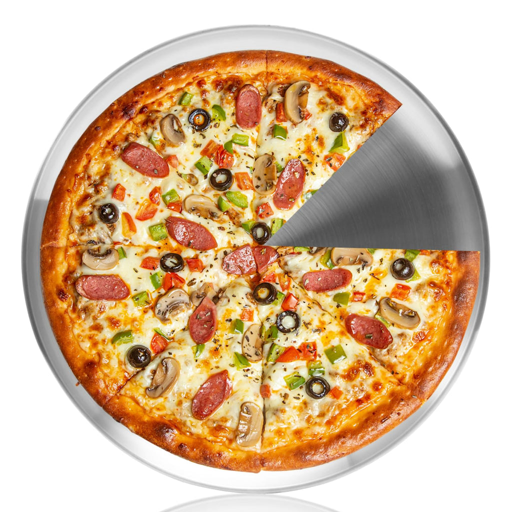 YeKuKing 12 Inch Pizza Pan for Oven Stainless Steel Baking Sheet Round Plates for Cake Pie and Salad Pizza Steel Tray Oven Dishwasher Safe & Easy Clean(1 Pack)