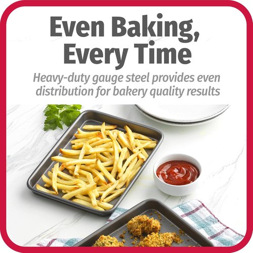 GoodCook Nonstick Steel Mini Baking Sheets Set - 9" x 6" with Racks | Gray Color