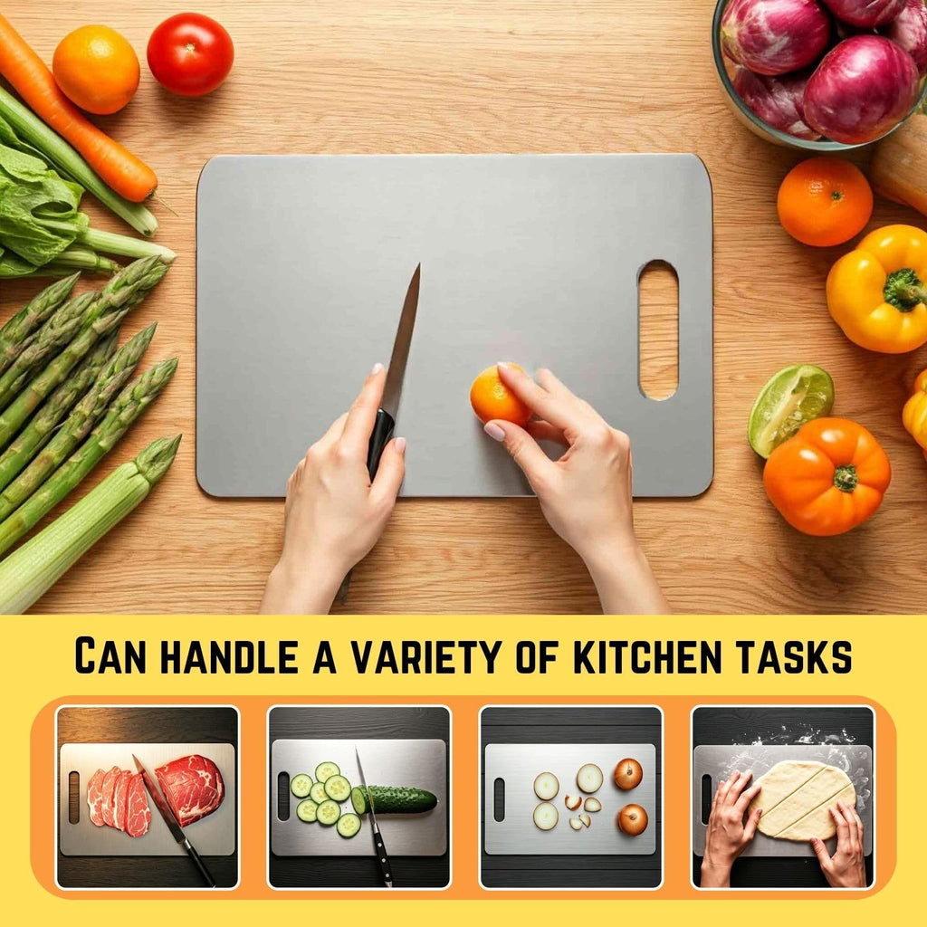 Titanium Cutting Board, 100% Pure Titanium Cutting Boards for Kitchen – Non Stick, Food-Grade, Hygiene & Durability Chopping Mat, Double Sided Chopping Board, Dishwasher Safe (13 x 9 Inch)