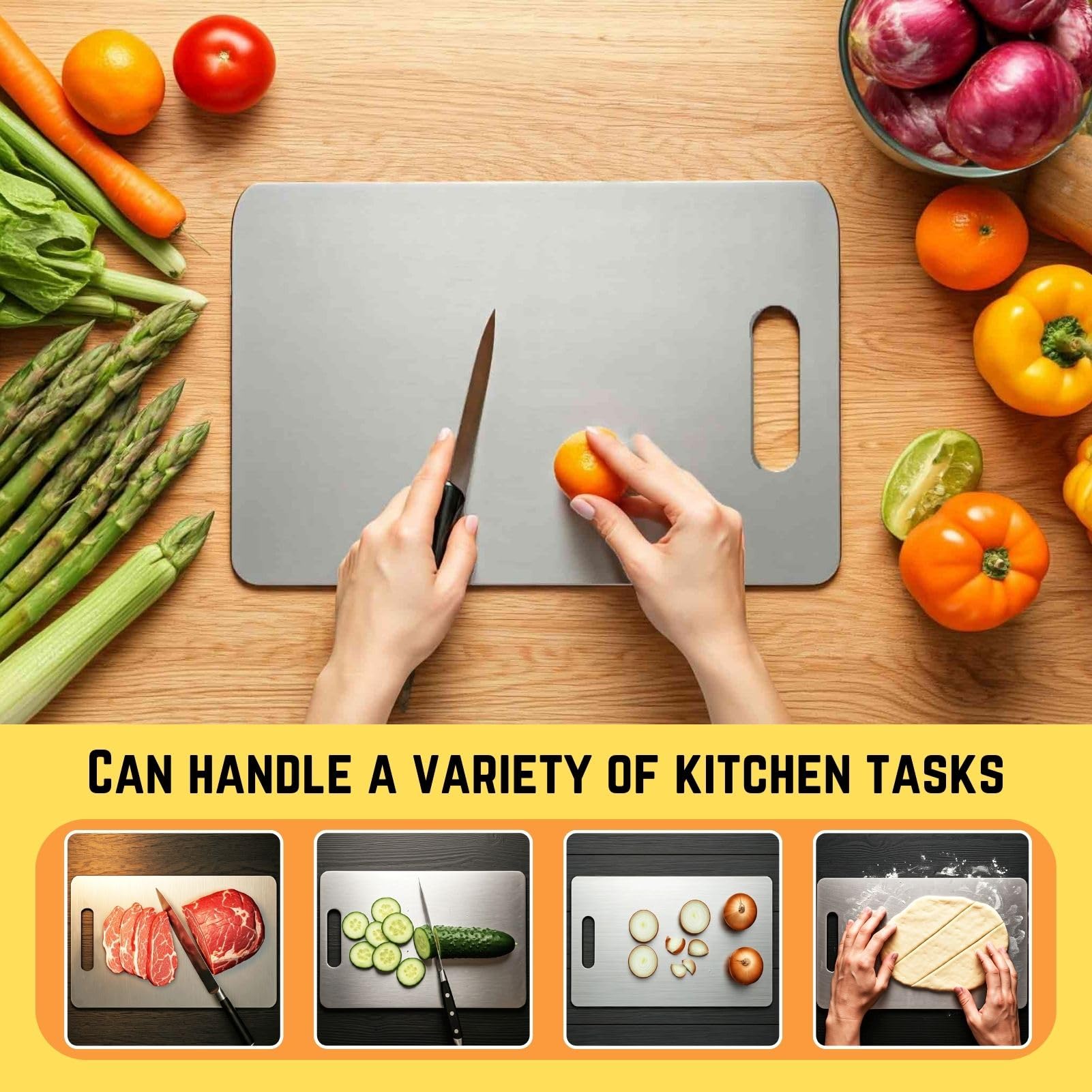 Titanium Cutting Board, 100% Pure Titanium Cutting Boards for Kitchen – Non Stick, Food-Grade, Hygiene & Durability Chopping Mat, Double Sided Chopping Board, Dishwasher Safe (13 x 9 Inch)