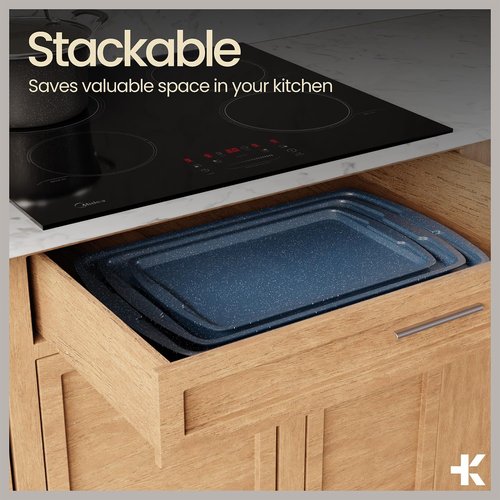 BAKKEN Nonstick Baking Pan Set | Blue Marble Coating, Commercial Grade Carbon Steel, Oven Safe (Set of 6)