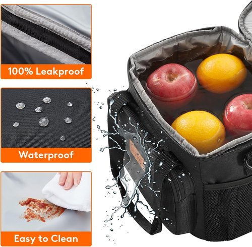 Lifewit Insulated Lunch Bag - Soft Cooler Tote for Adults | Black 12-Can Capacity (9L)
