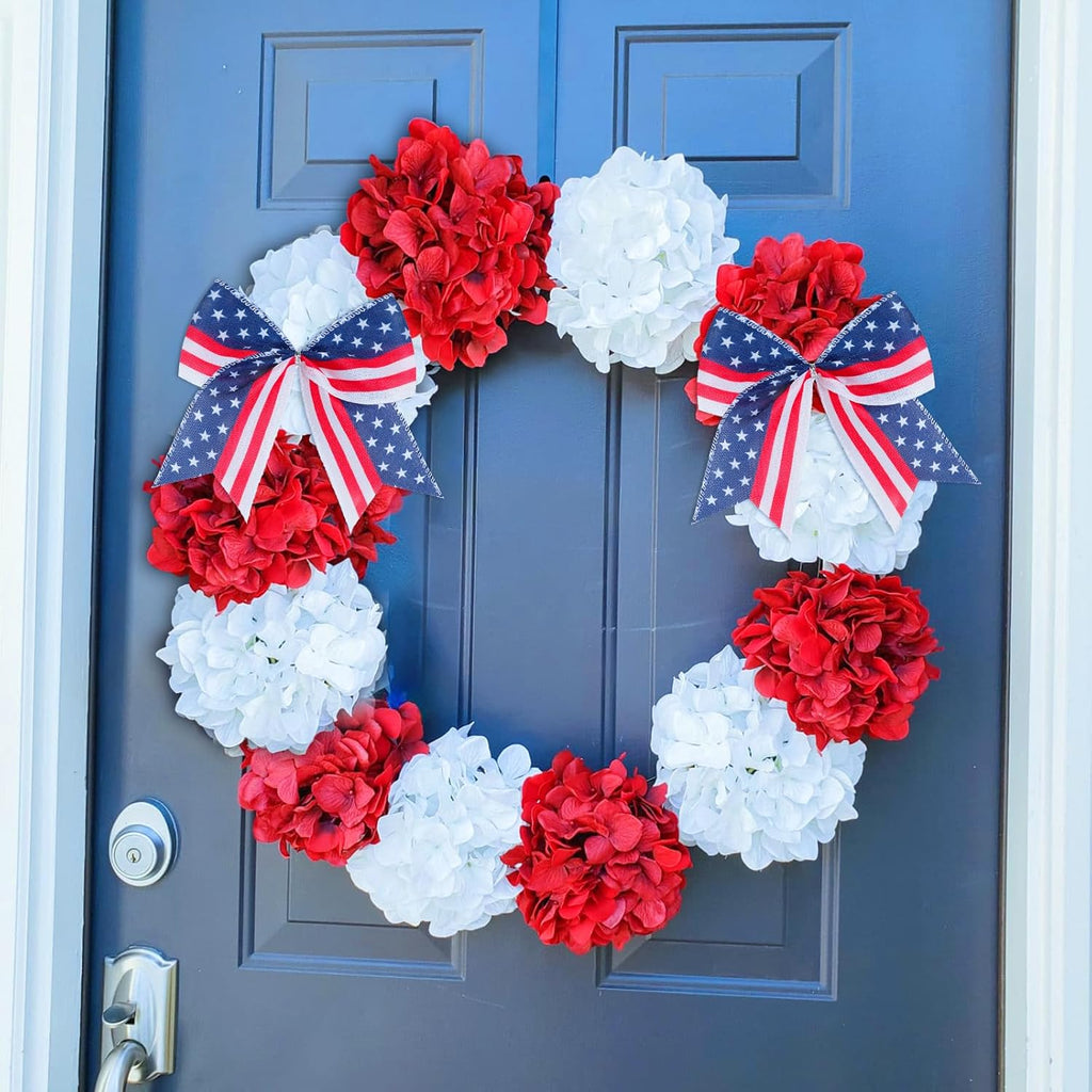Regine Switzerland Patriotic Tree Bows - 12 Pcs 6-Inch Red, Blue & White Decorations for 4th of July & Memorial Day