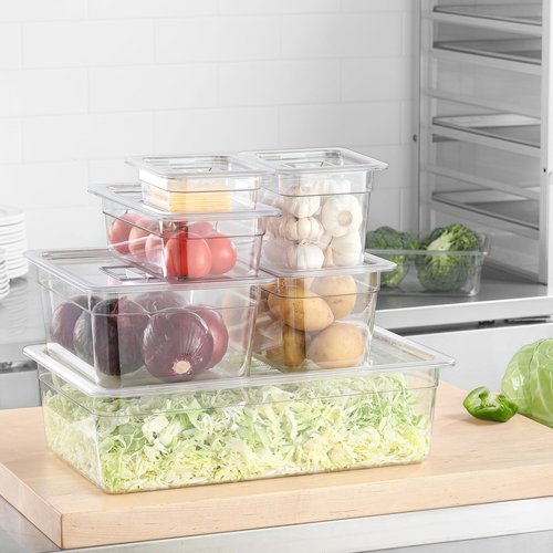 EGGKITPO Half Size Food Containers 6 Pack 6 Inch Deep Hotel Pan Clear BPA free Polycarbonate Stackable Food Storage Container for Kitchen Business and Food Serving